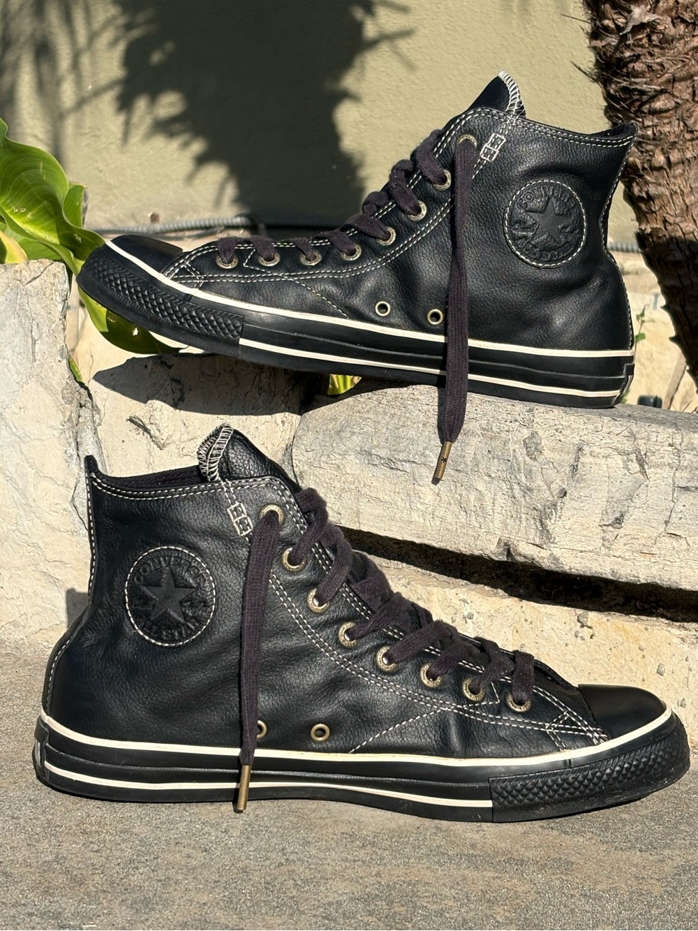 Converse Black Leather Chuck Taylor All Star Hi Top Mens 10